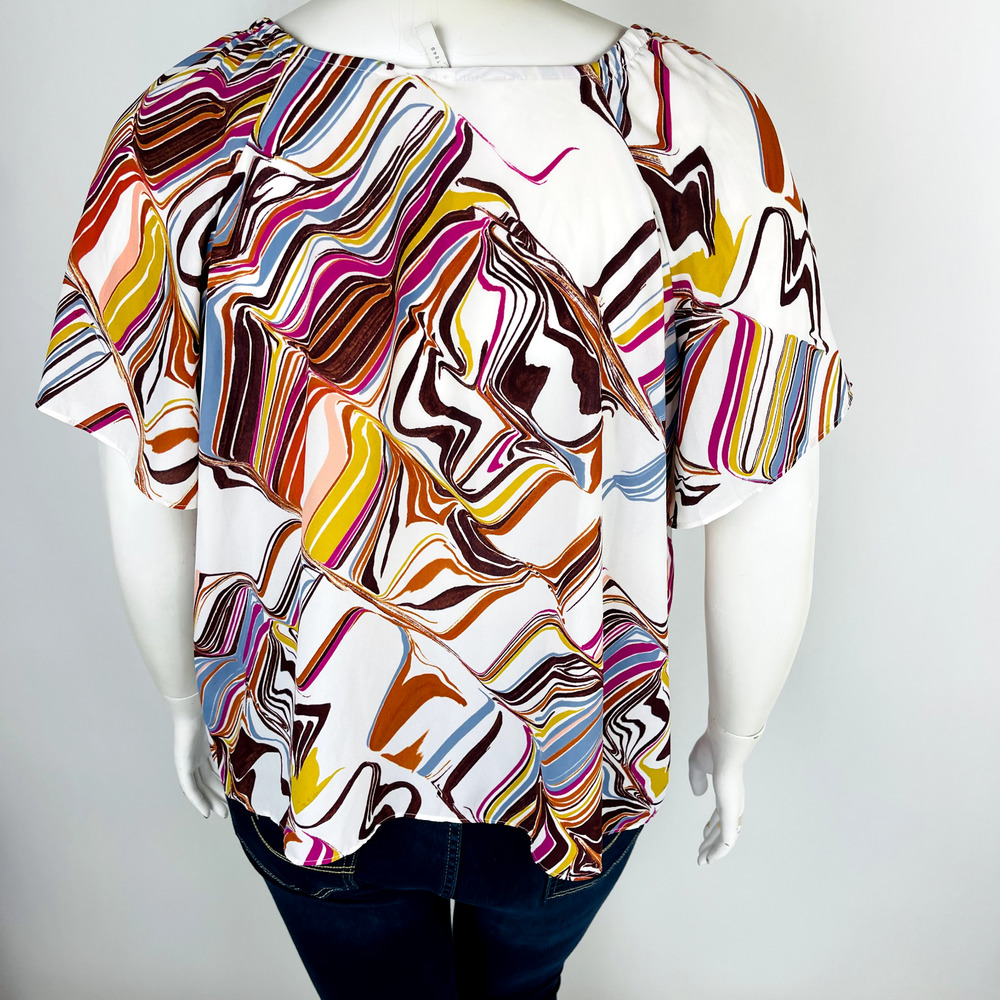 Cato Womans Sz 18/20W Short Sleeve Blouse Top Abstract Button Front - Picture 9 of 9